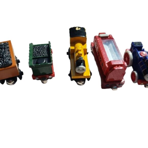 Lot 5 Pc Thomas The Tank Trains Duncan Fergus Duke & Emily Coal Car Gullane Wood - Picture 2 of 5